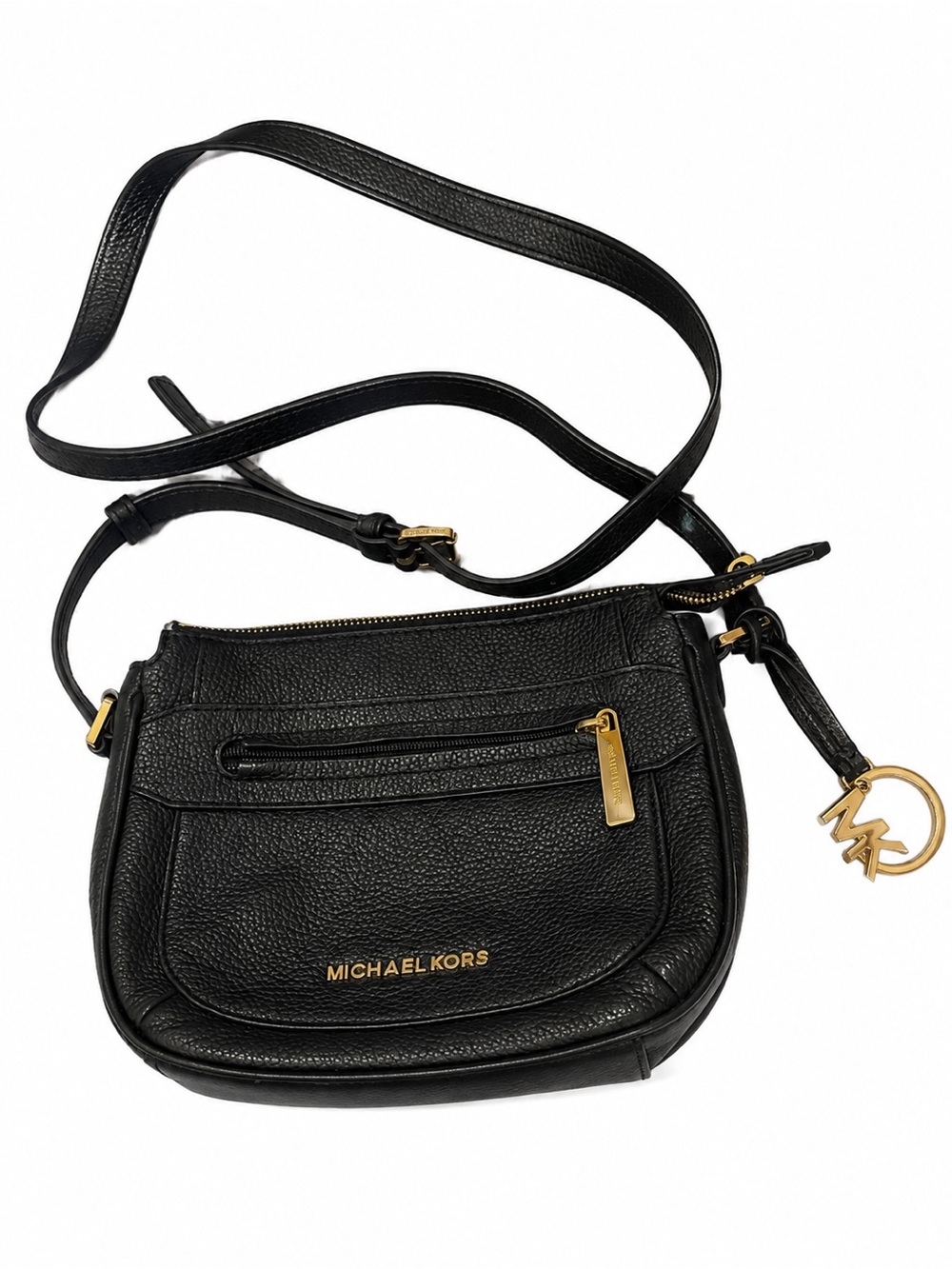 Michael Kors Black Leather Crossbody with Gold Accents
